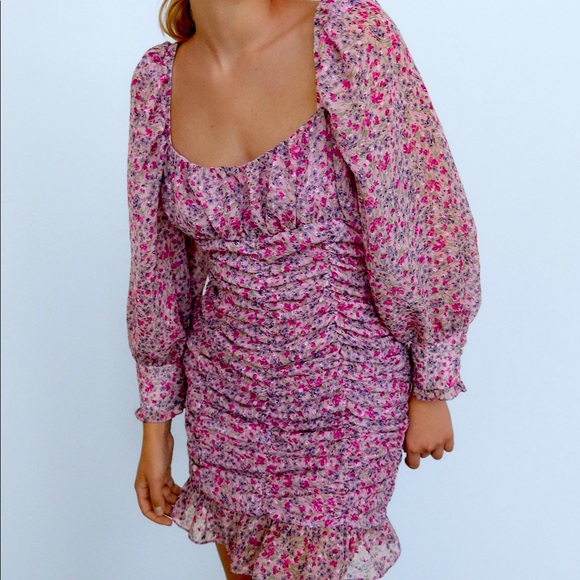 Zara Dresses & Skirts - NWT ZARA draped floral mini dress! Send offers ☺️